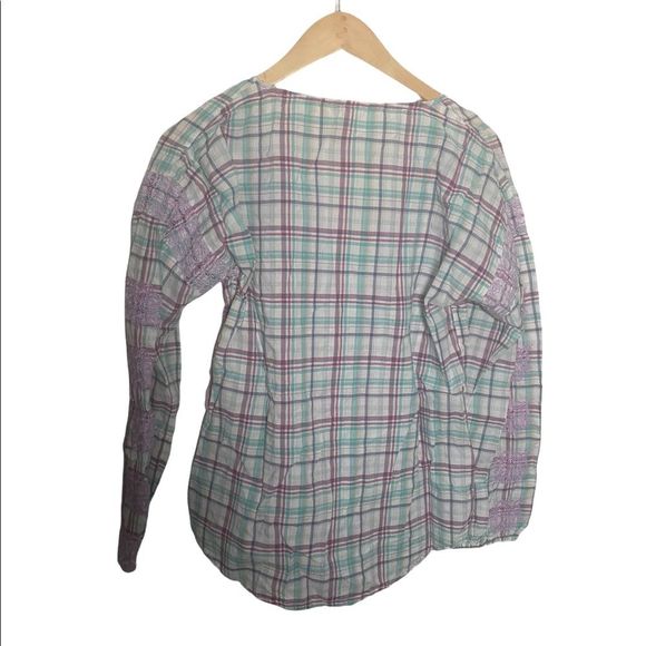 Sundance Plaid Embroidered Long Sleeve Top - Picture 2 of 7